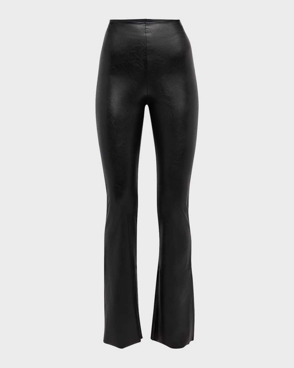 Faux-Leather Flared Leggings